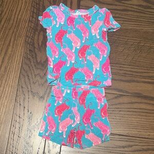 Posh Peanut Pink and Blue Tiger Print Kids Pajamas